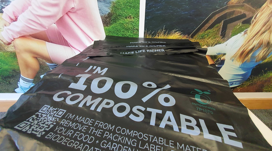 100% Compostable packaging Gym+Coffee biodegradable sustainable materials