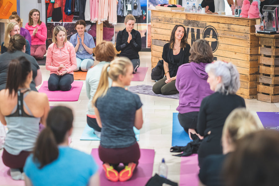 Yoga teacher Lydia Sasse teaches yoga at Gym+Coffee Dundrum Dublin store