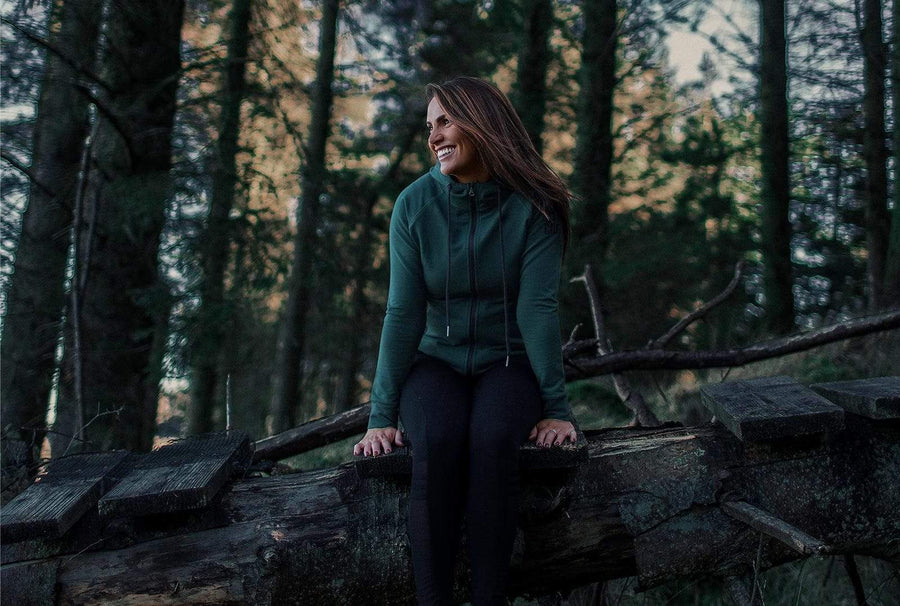 Womens Forest Green Hoodie at TickNock Woods in Dublin Mountains