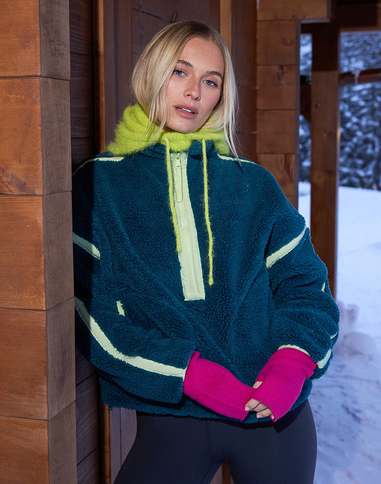 Industry Fleece Half Zip in Deep Teal