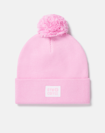 Knit Bobble Beanie in Cotton Candy