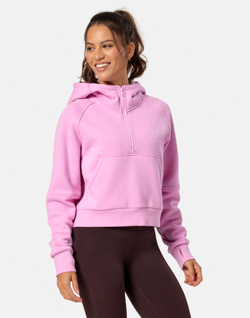 Sierra Crop Half Zip Hoodie in Cotton Candy