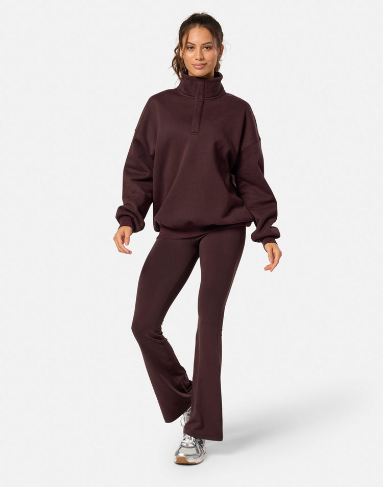Snap Collar Sierra Sweatshirt in Mocha Bean