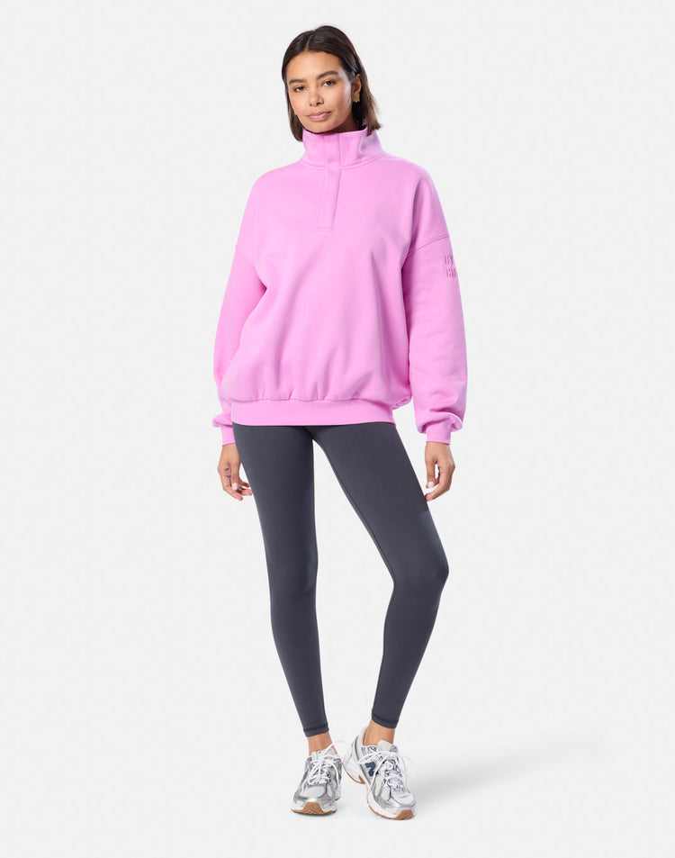 Snap Collar Sierra Sweatshirt in Fuchsia Pink