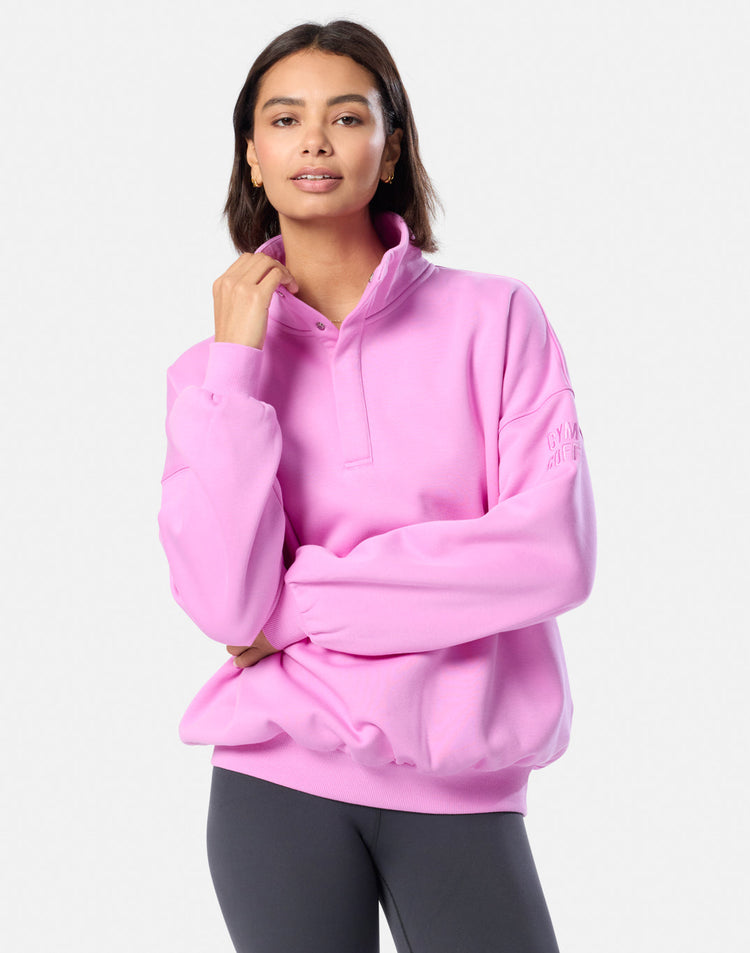 Snap Collar Sierra Sweatshirt in Fuchsia Pink
