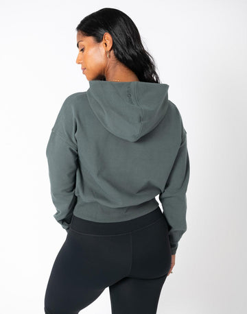 Dart Crop Hoodie in Green Smoke - Hoodies - Gym+Coffee IE