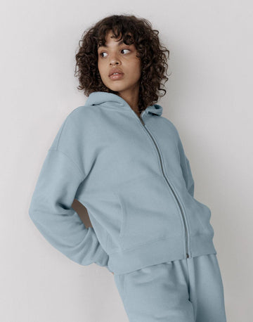 The Womens Full Zip Hoodie in Chalk Blue - Hoodies - Gym+Coffee IE