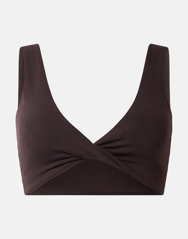 Soft-Motion Twist Bra in Mocha Bean