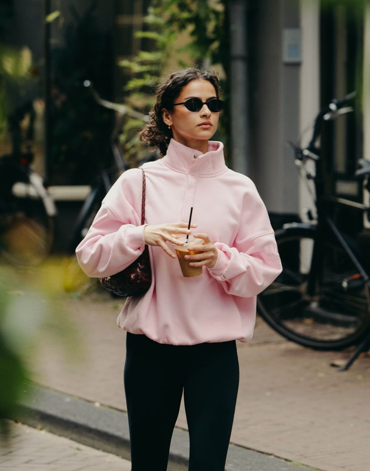 Snap Collar Sierra Sweatshirt in Baby Pink