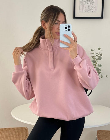 Snap Collar Sierra Sweatshirt in Dusty Pink