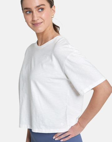 Boyfriend Crop Tee in Ivory White - T-Shirts - Gym+Coffee IE