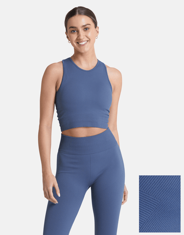 Lotus Chevron Bra in Thunder Blue - Bras - Gym+Coffee IE