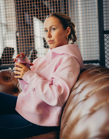 Ignite Half Zip Hoodie in Baby Pink - Hoodies - Gym+Coffee IE