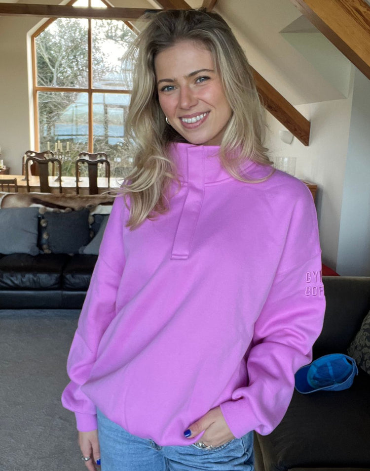 Snap Collar Sierra Sweatshirt in Fuchsia Pink