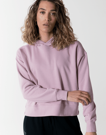 Side Snap Crop Hoodie in Pale Pink - Hoodies - Gym+Coffee IE