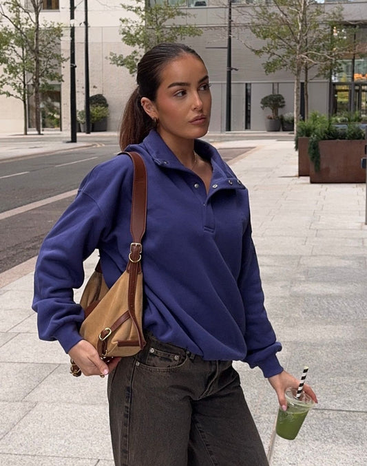 Snap Collar Sierra Sweatshirt in Violet Smoke